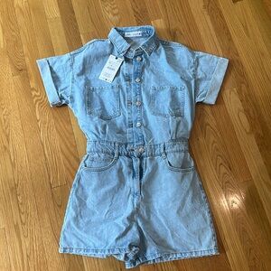 Zara denim shorts romper